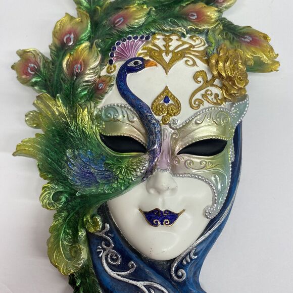 Design Toscano Wall Mask of Venice Peacock 6.5" x 13.5" Mardi Gras - READ - Picture 3 of 14